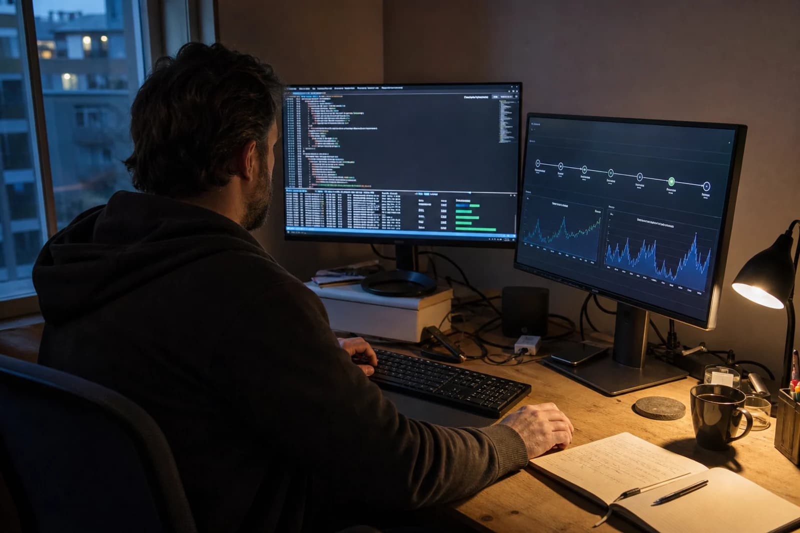 Cloud engineer managing infrastructure and deployment code from a workstation
