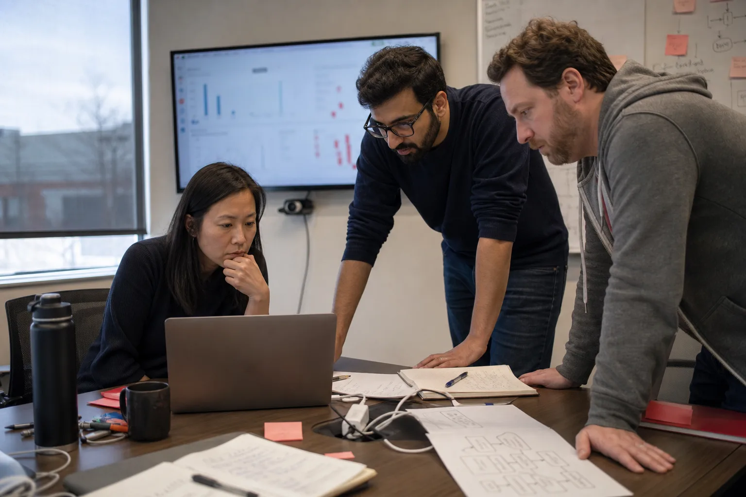 A software team investigating an unexpected failure after an AI pilot demonstration